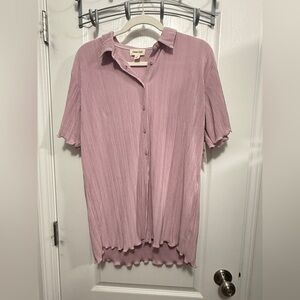 NWT Nordstrom Open Edit PLISSE button top purple women’s S oversized comfortable